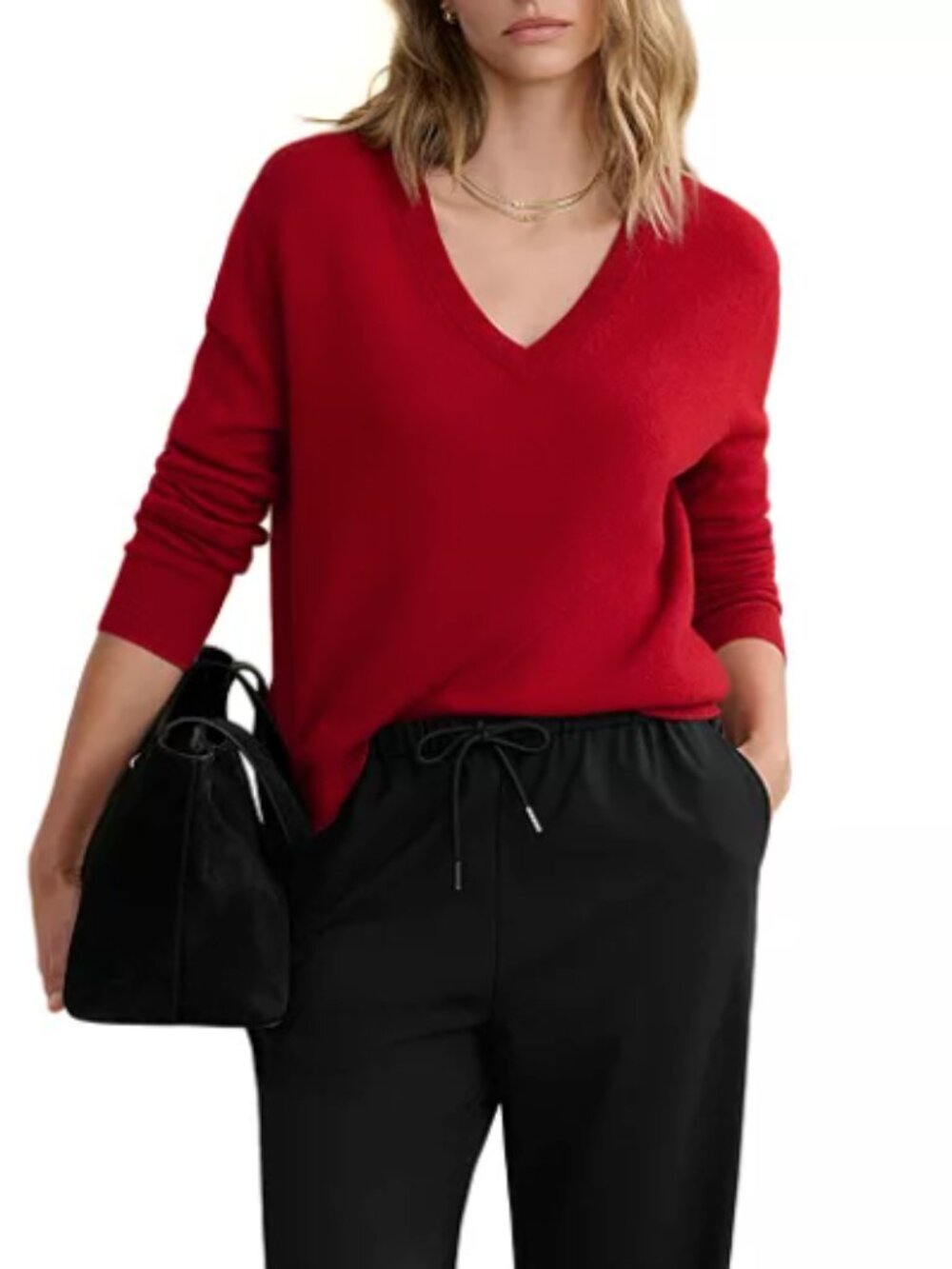 NWT Jenni Kayne Flynn Cashmere V-neck Sweater Crimson Red 2X Vacation Springtime